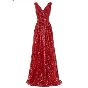 Red sequined gown